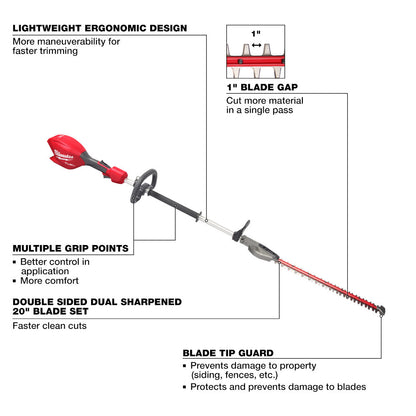 Milwaukee 3043-20 M18 FUEL Cordless Brushless 20in Short Pole Hedge Trimmer (Tool Only)