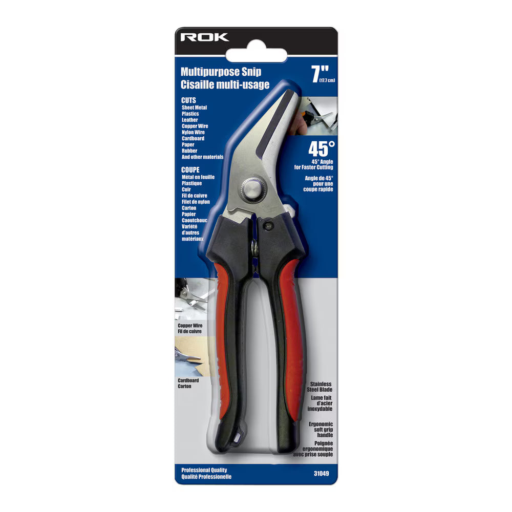7" Multipurpose Angled Snips | Precision Cutting Hand Tool