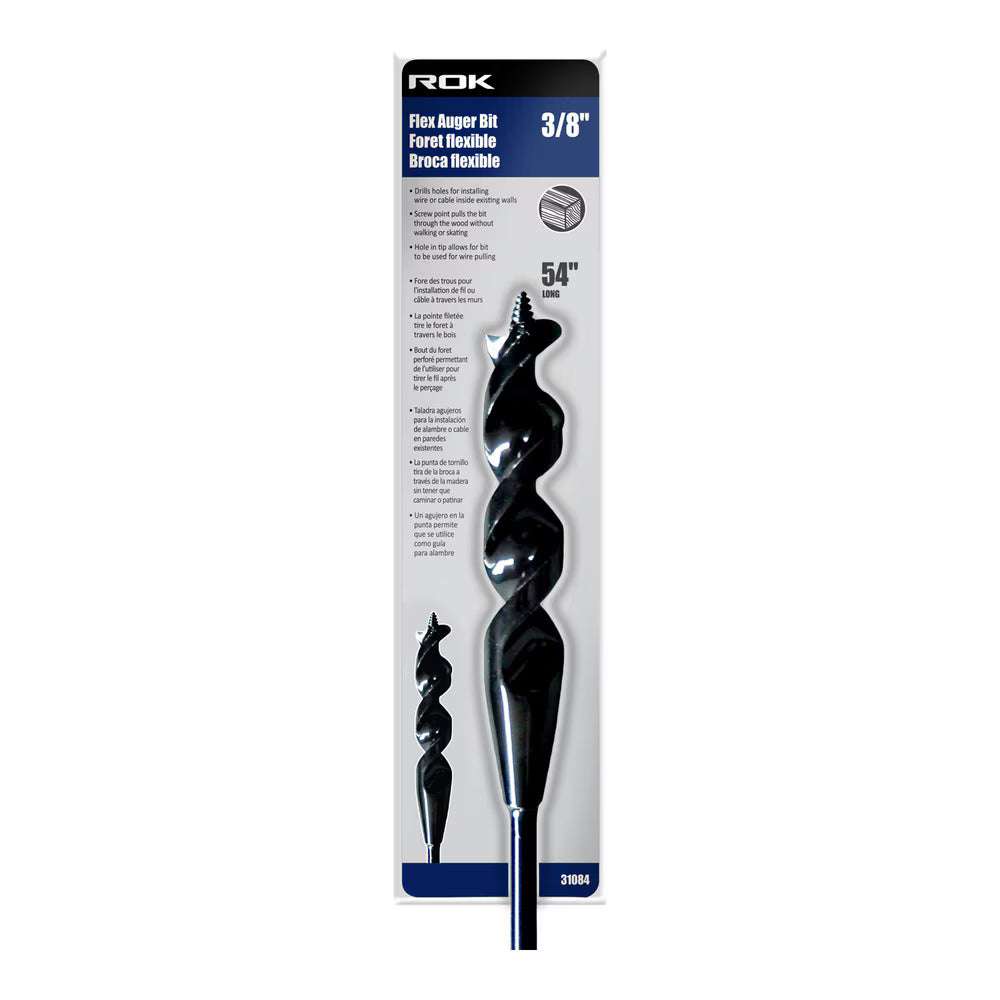 3/8" x 54" Flexible Auger Bit | Electrician’s Drill Bit for Drilling Through Walls, Studs & Joists