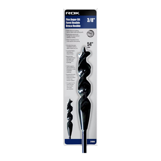 3/8" x 54" Flexible Auger Bit | Electrician’s Drill Bit for Drilling Through Walls, Studs & Joists
