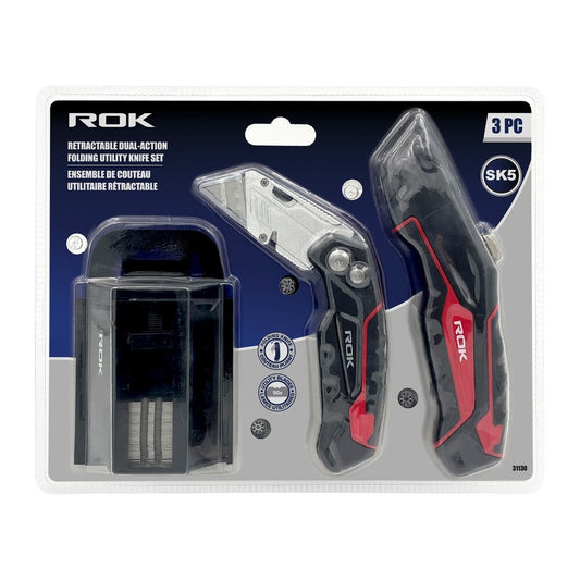 3 Pcs Retractable & Folding Utility Knife Set