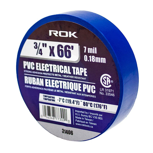3/4-Inch x 66 ft Blue PVC Electrical Tape | 7 Mil Insulating Tape for Wire & Cable