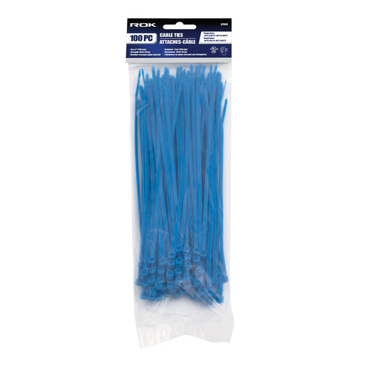 100 Pcs 8-Inch Blue Nylon Cable Ties | Self-Locking Zip Ties for Wire & Cable Management
