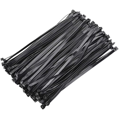 100 Pcs 12-Inch Black Nylon Cable Ties | Self-Locking Zip Ties for Wire & Cable Management