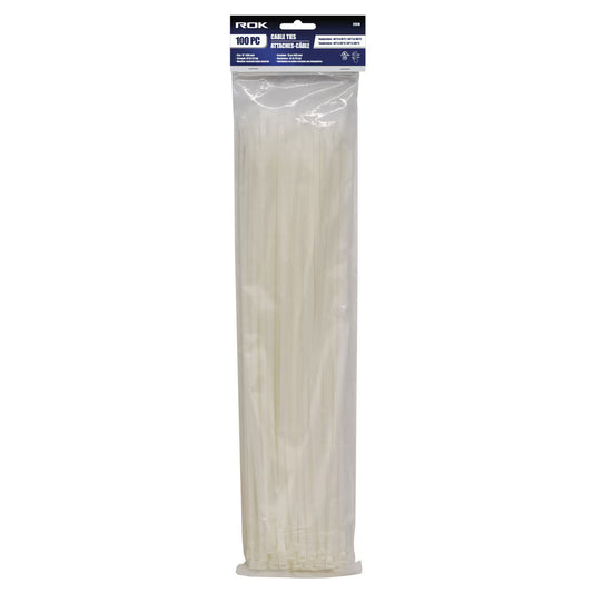 100 Pcs 16-Inch Clear Nylon Cable Ties | Heavy Duty Self-Locking Zip Ties for Wire & Cable Management