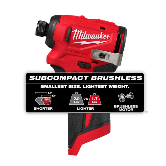 Milwaukee 3450-20 Tool 12V M12 Lithium-Ion Brushless Cordless 1/4" Hex Impact Driver (Tool-Only)