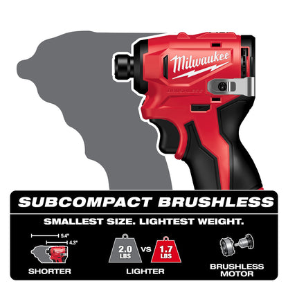 Milwaukee 3450-20 Tool 12V M12 Lithium-Ion Brushless Cordless 1/4" Hex Impact Driver (Tool-Only)