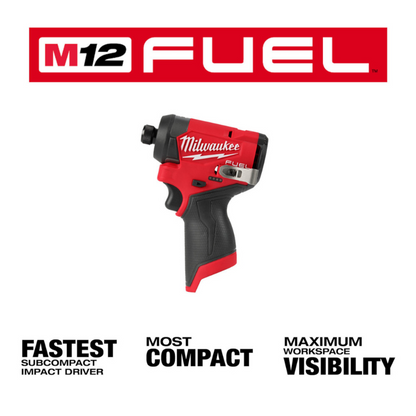 Milwaukee 3453-20 M12 FUEL 12V Lithium-Ion Brushless Cordless Next Generation 1/4" Hex Impact Driver (Tool-Only)