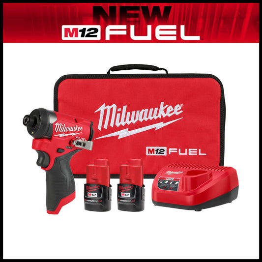 Milwaukee 3453-22 M12 FUEL Cordless Brushless 1/4in Hex Impact Driver Kit