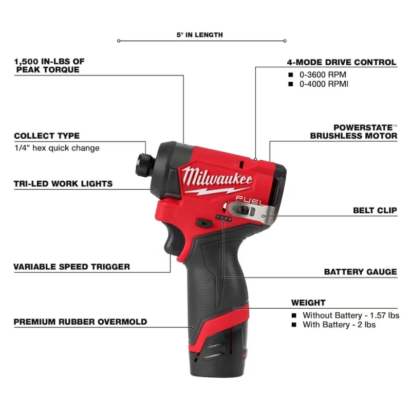 Milwaukee 3497-22 M12 FUEL 12V Li-Ion Brushless Next Generation Hammer Drill Impact Driver Combo Kit with (2) Batteries