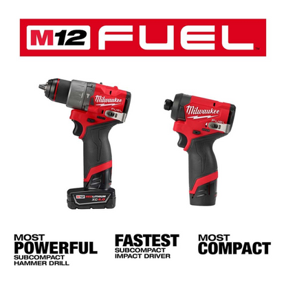 Milwaukee 3497-22 M12 FUEL 12V Li-Ion Brushless Next Generation Hammer Drill Impact Driver Combo Kit with (2) Batteries