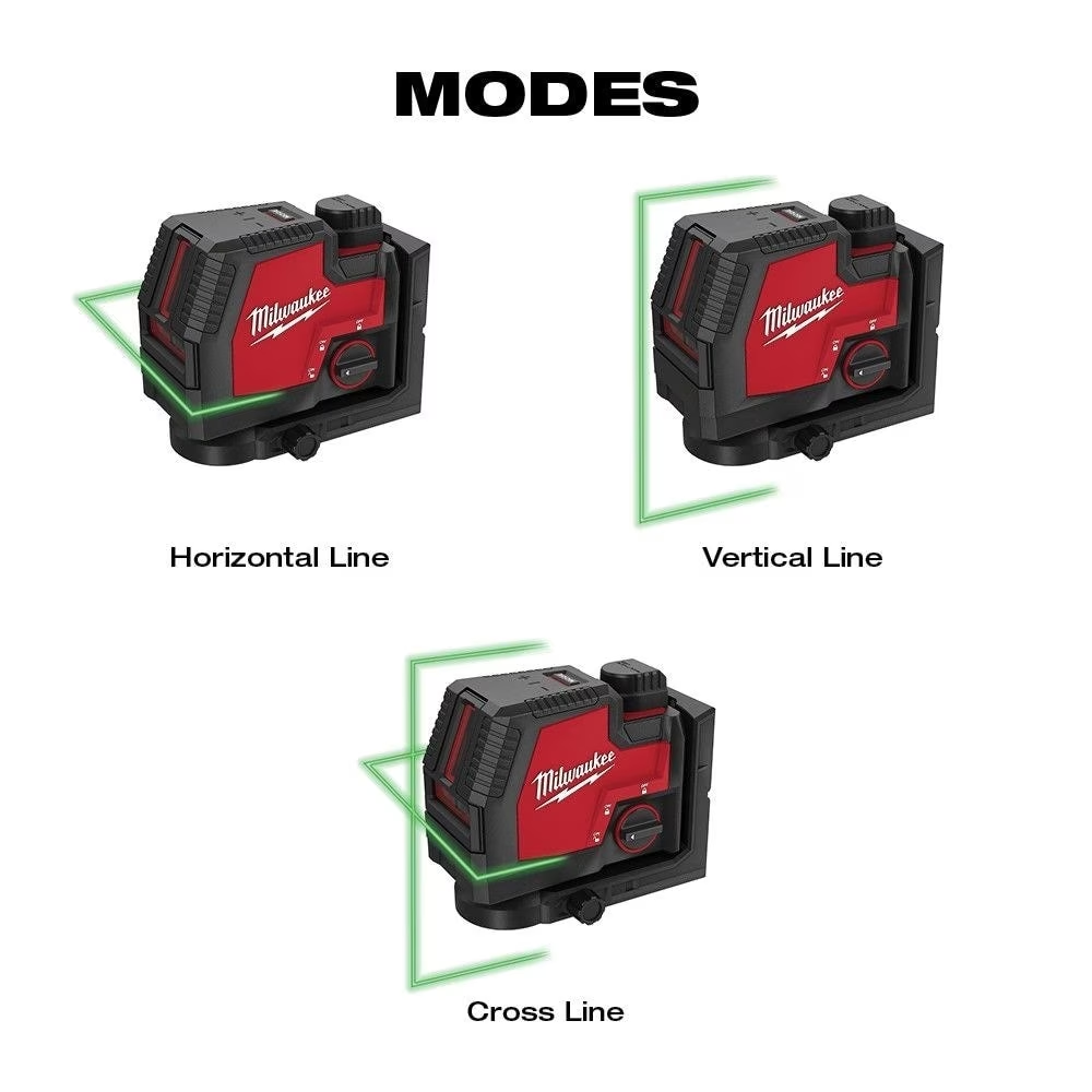 Milwaukee 3521-21 100 ft. REDLITHIUM Lithium-Ion USB Green Rechargeable Cross Line Laser Level with Charger