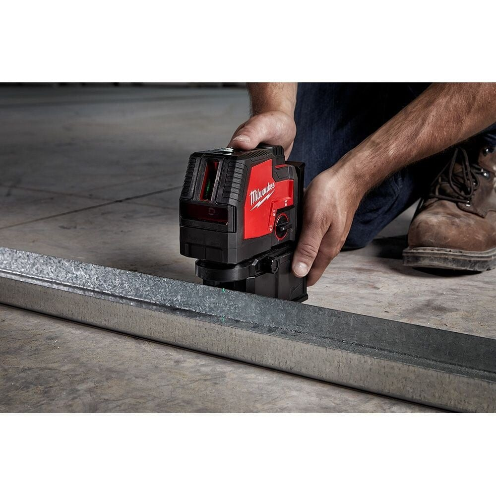 Milwaukee 3522-21 Green 100 ft. Cross Line and Plumb Points Rechargeable Laser Level with Lithium-Ion Battery