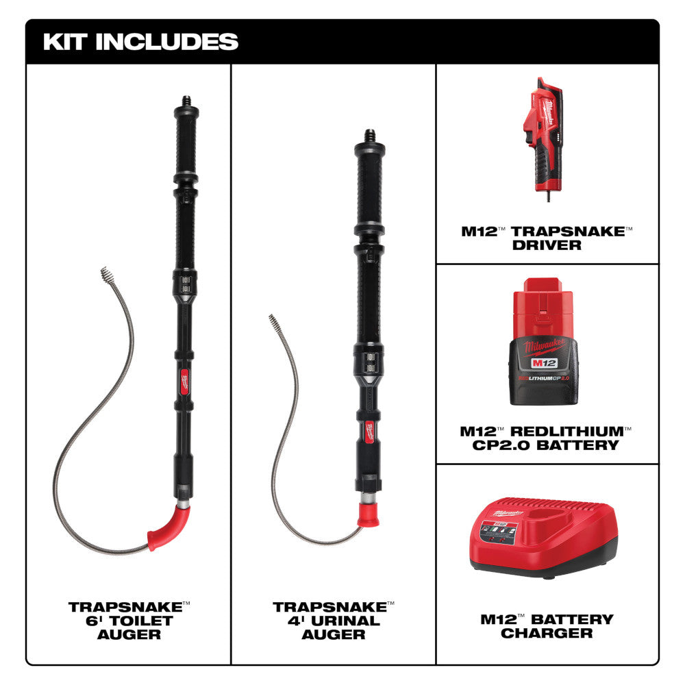 Milwaukee 3577-21 M12 TRAPSNAKE 2-Tool Auger Combo Kit