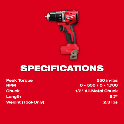 Milwaukee 3601-20 M18 Cordless Brushless 1/2in Drill / Driver (Tool Only)