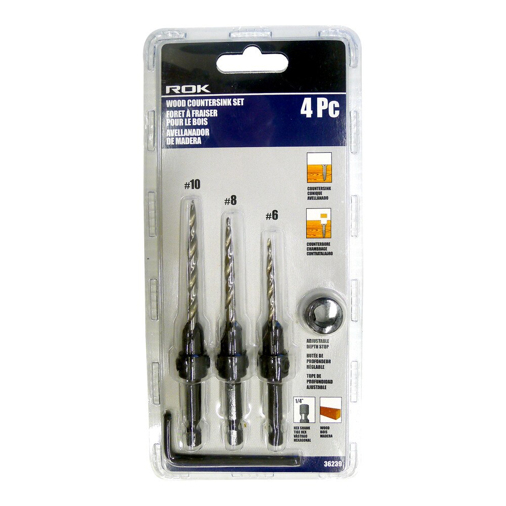 4 PC Wood Countersink Bit Set for Smooth Screw Hole Finishing