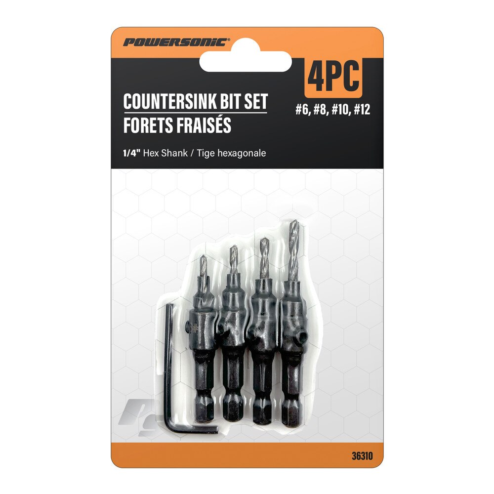 4 PC Countersink Drill Bit Set for Smooth Hole Finishing
