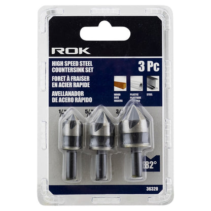 3 PC HSS Countersink Drill Bit Set for Smooth Hole Finishing