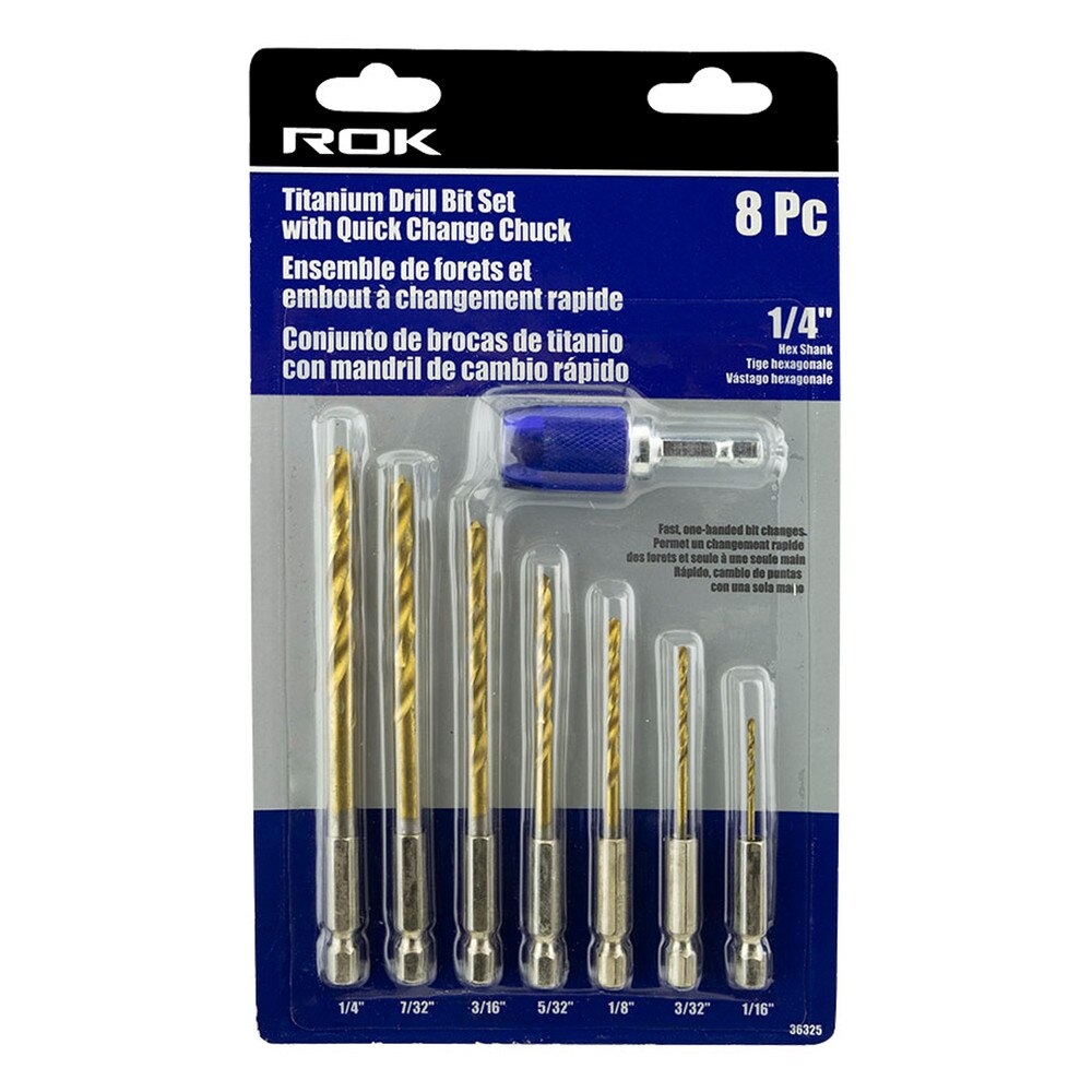 8 PC Titanium-Coated Hex Shank Drill Bit Set for Versatile Drilling