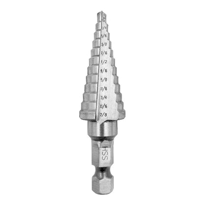 12-Step High-Speed Steel Step Drill Bit, 3/16"–7/8"