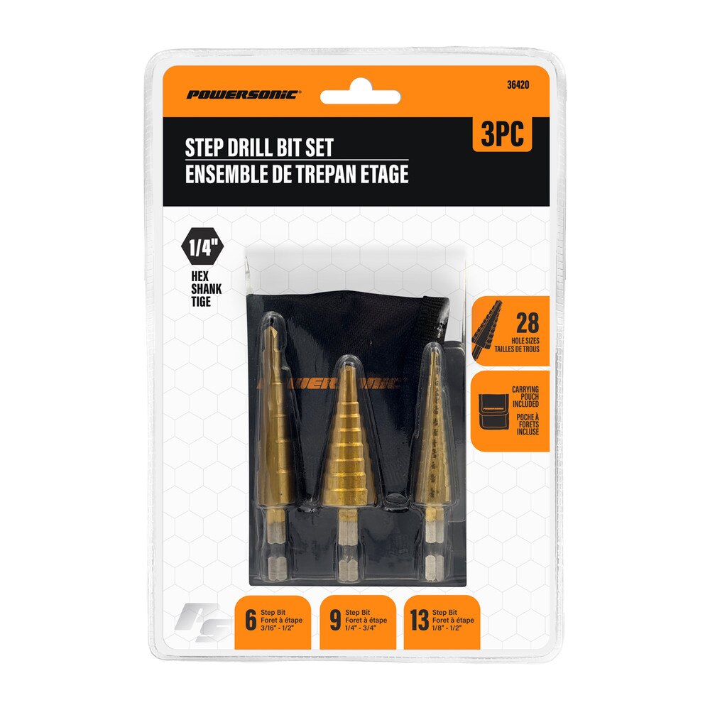 3-Piece High-Speed Steel Step Drill Bit Set for Metal Drilling