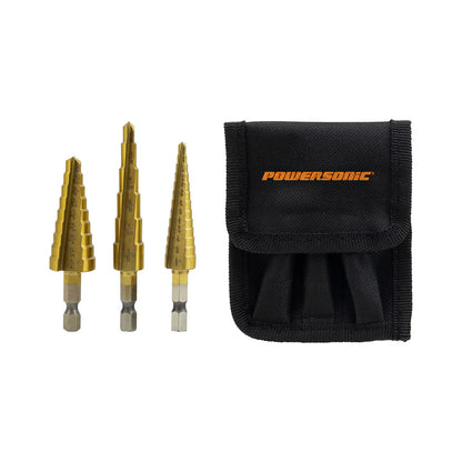 3-Piece High-Speed Steel Step Drill Bit Set for Metal Drilling