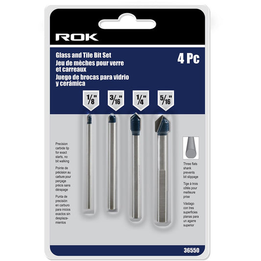 4 PC Glass and Tile Drill Bit Set for Precision Drilling