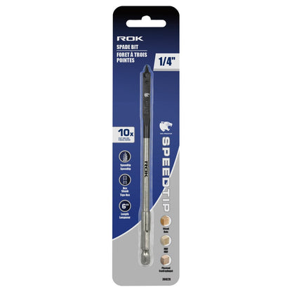 1/4" x 6" Spade Bit with Speedtip for Wood Drilling