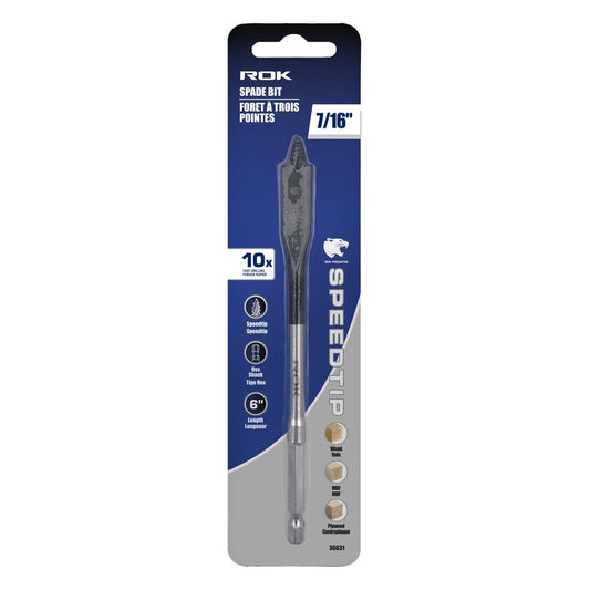 7/16" x 6" Spade Bit with Speedtip for Wood Drilling