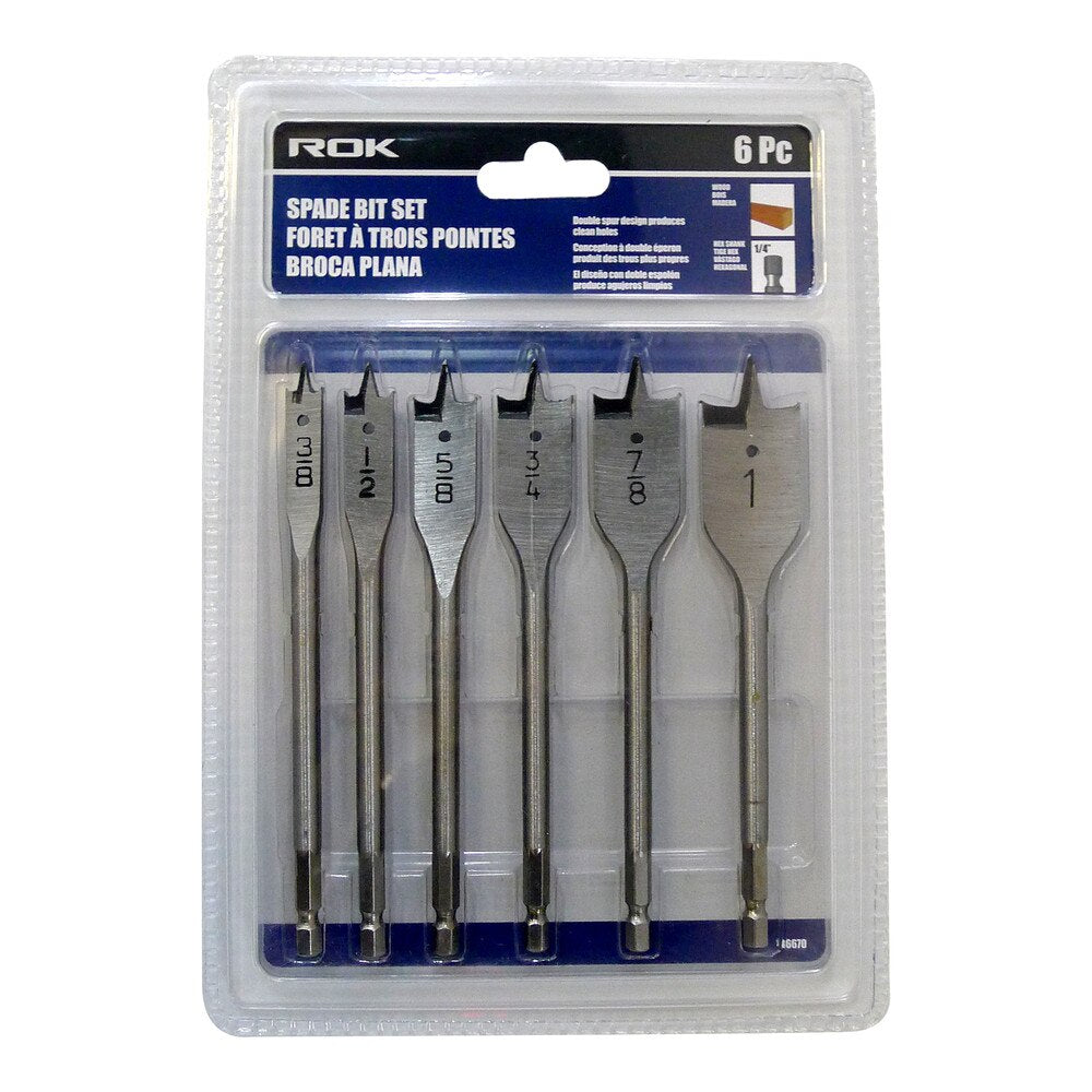 6 PC Spade Bit Set for Versatile Wood Drilling