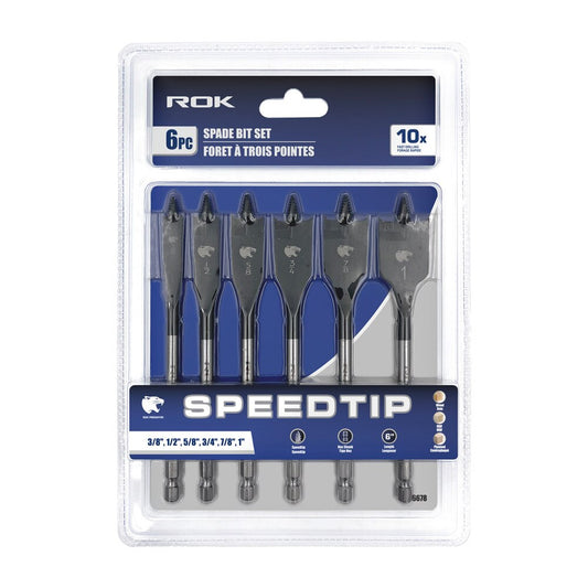 6 PC Spade Bit Set with SpeedTip for Wood Drilling
