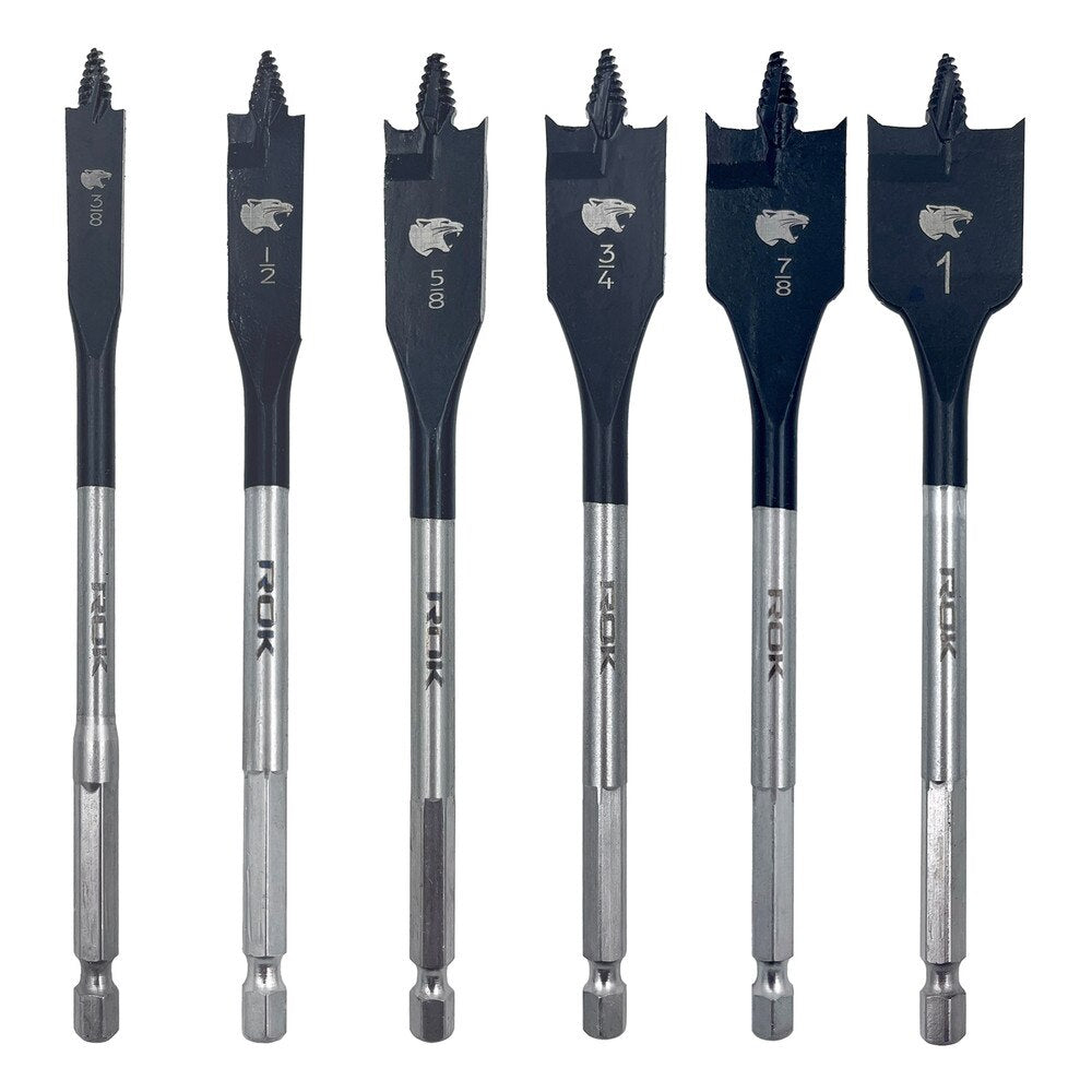 6 PC Spade Bit Set with SpeedTip for Wood Drilling