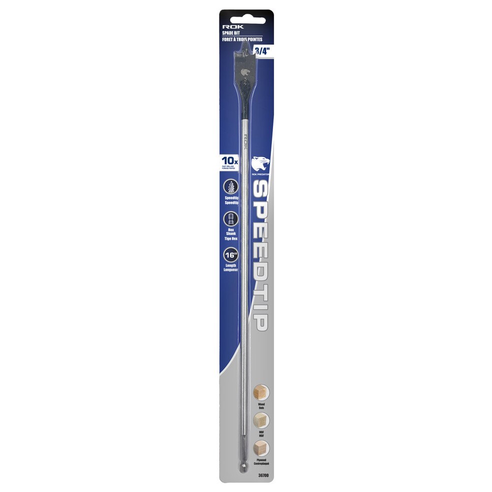 3/4" × 16" Spade Bit with SpeedTip for Wood Drilling