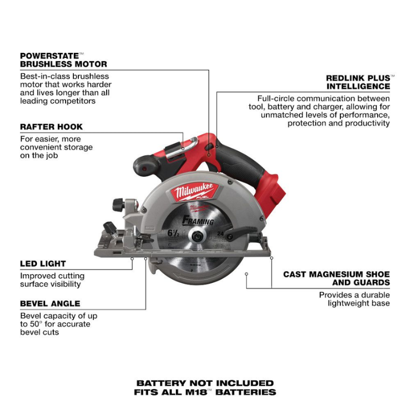 Milwaukee 3697-27 M18 FUEL 18V Lithium-Ion Brushless Cordless Combo Kit (7-Tool) w/ (2) 5.0 Ah Batteries, 2 Tool Bags