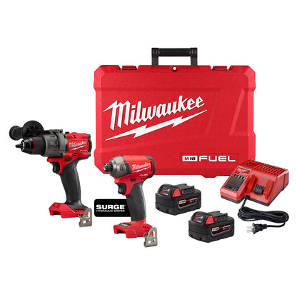 Milwaukee 3699-22 M18 FUEL 2-Tool Cordless Brushless SURGE 1/4in Hex Hydraulic Driver & 1/2in Hammer Drill Kit