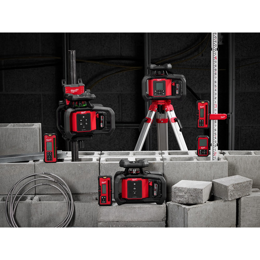 Milwaukee 3701-21 M18 18-Volt 2000 ft. Red Exterior Rotary Laser Level Kit with Receiver