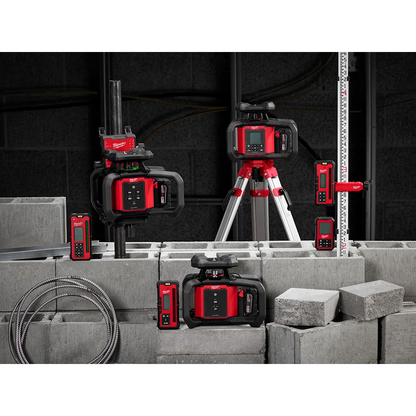 Milwaukee 3701-21 M18 18-Volt 2000 ft. Red Exterior Rotary Laser Level Kit with Receiver