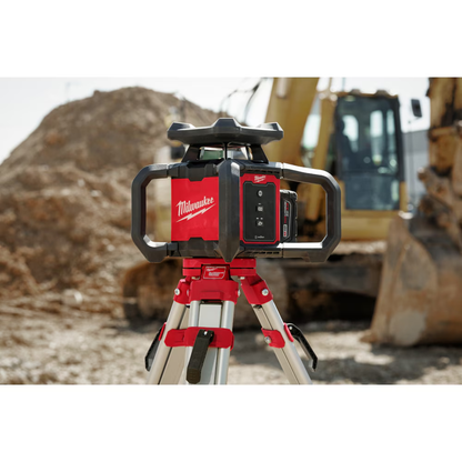 Milwaukee 3701-21 M18 18-Volt 2000 ft. Red Exterior Rotary Laser Level Kit with Receiver