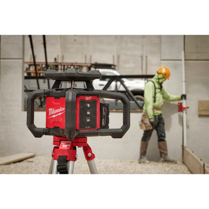 Milwaukee 3701-21 M18 18-Volt 2000 ft. Red Exterior Rotary Laser Level Kit with Receiver