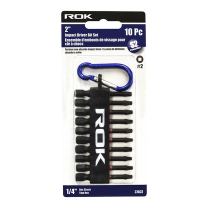 10 Pcs 2" #2 Square Impact Driver Bits | 1/4" Hex Shank