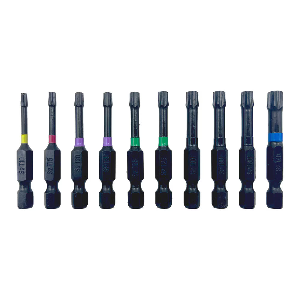 10 Pcs 2" Torx Impact Driver Bits | 1/4" Hex Shank