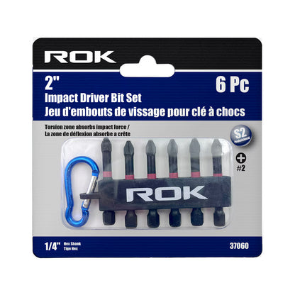 6 Pcs 2" #2 Phillips Impact Driver Bits | 1/4" Hex Shank
