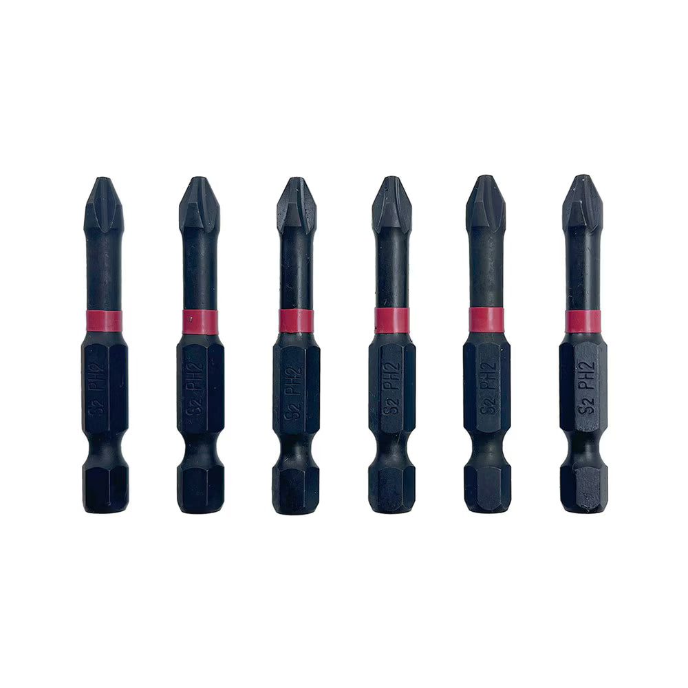 6 Pcs 2" #2 Phillips Impact Driver Bits | 1/4" Hex Shank