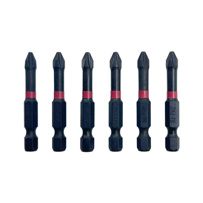 6 Pcs 2" #2 Phillips Impact Driver Bits | 1/4" Hex Shank