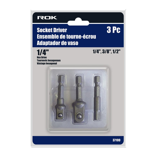 3-Piece Socket Driver Set for Power Drills and Impact Drivers