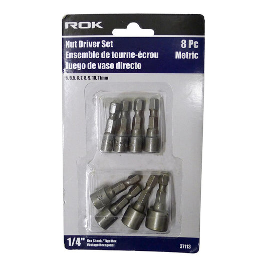 8-Piece Metric Nut Driver Set for Power Drills