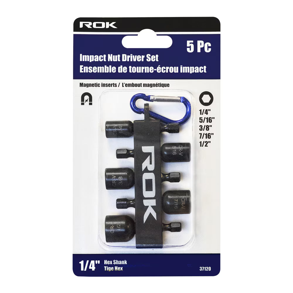 5-Piece Impact Magnetic Nut Driver Set for Power Drills