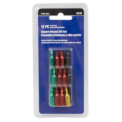 12-Piece Square Recess Screwdriver Bit Set
