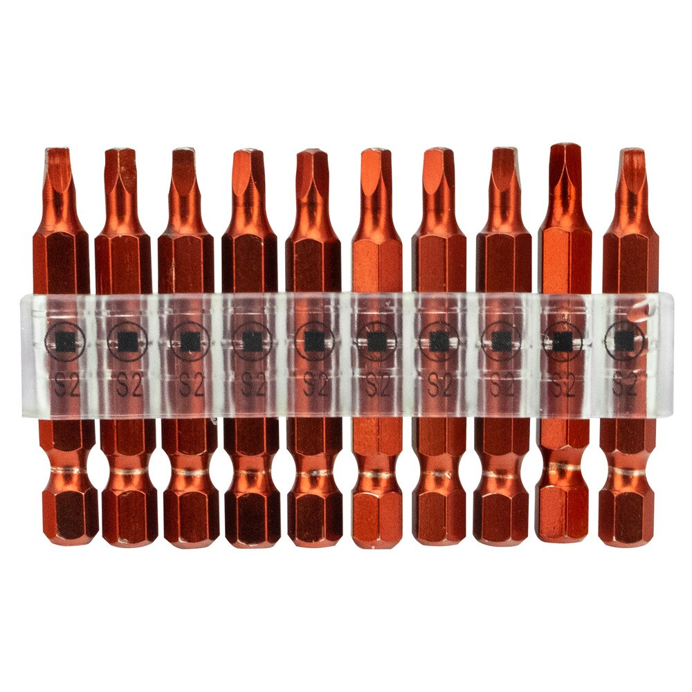 10-Piece 2-Inch #2 Square Screwdriver Bit Set | Cr-V Steel