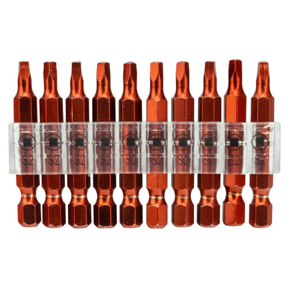 10-Piece 2-Inch #2 Square Screwdriver Bit Set | Cr-V Steel